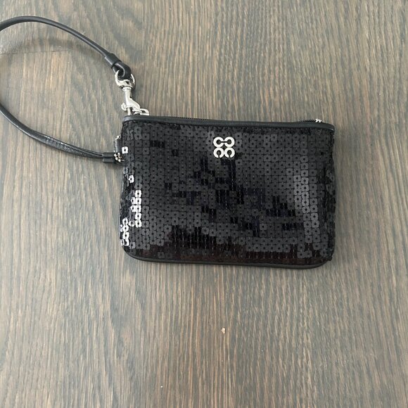 Coach Handbags - Coach Special Occasion Sequined Wristlet Black & Silver